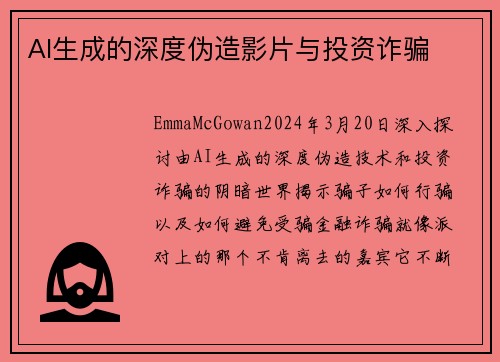 AI生成的深度伪造影片与投资诈骗